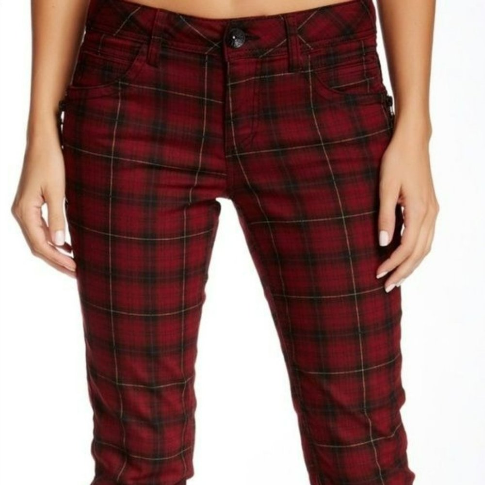 Democracy Women's Red Black Plaid Freedom Jegging Skinny Ankle Jeans Pant Size 7 - Picture 4 of 8